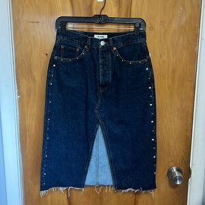 Studded Midi Denim Skirt